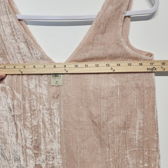 Ann Taylor Crushed Velvet Tank Swing Mini Dress Size 2P Blush Lined V-neck Glam - Picture 9 of 13